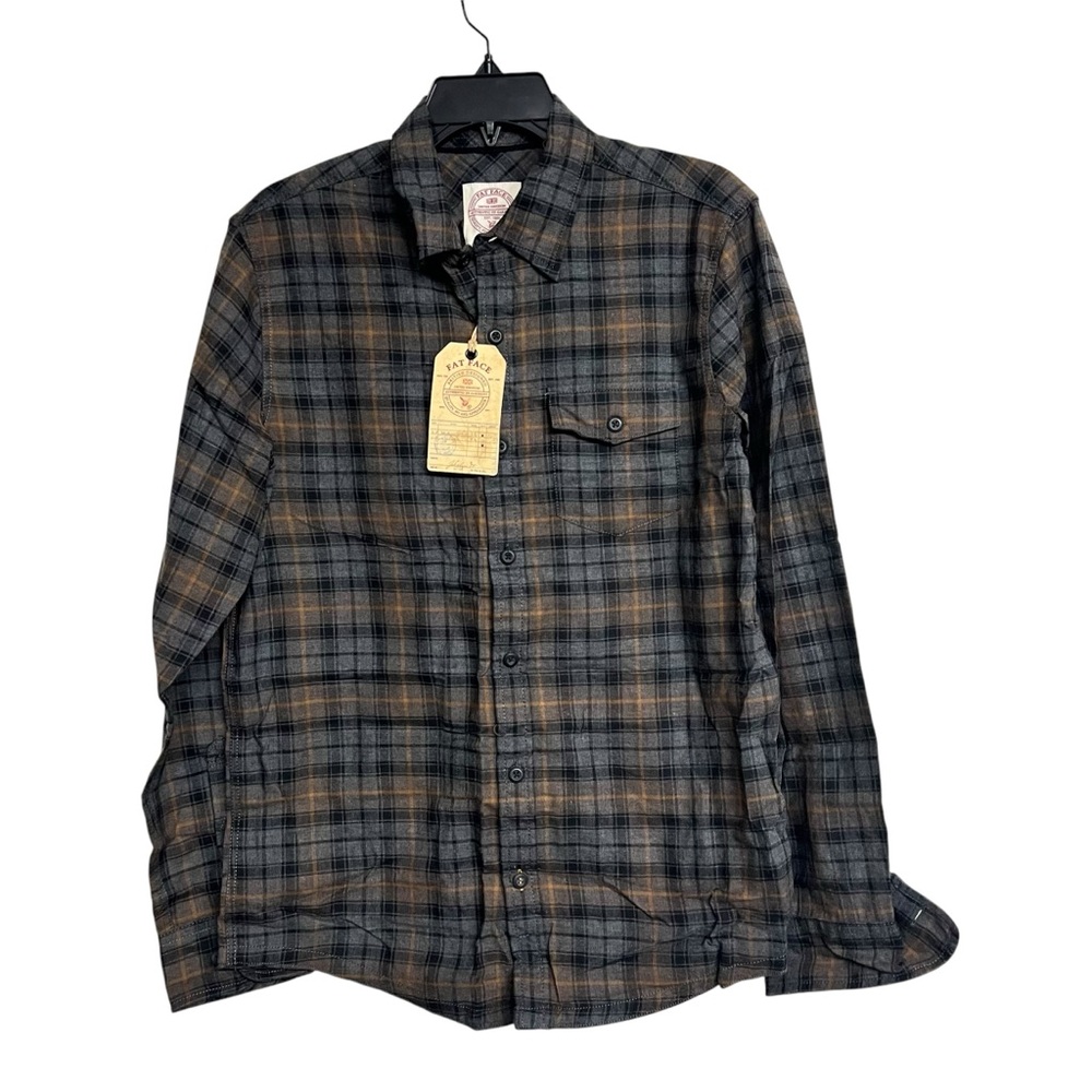 New‎ Mens Fat Face Sawston Brown Chocolate Check Button Down Shirt